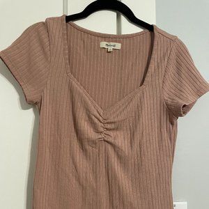 Madewell Ribbed Sweetheart Tees Size S - Dusty Blush and Black